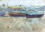 Seymour Joseph Guy Boats on the beach oil on canvas
